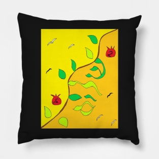 Shalom in the Vine Yellow and Orange Pillow