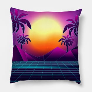 Tranquil Sunset Vaporwave Aesthetic Pillow