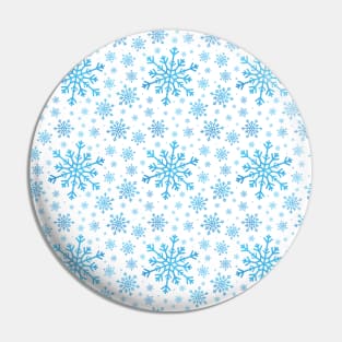 Pretty Blue & White Winter Snowflake Pattern Pin