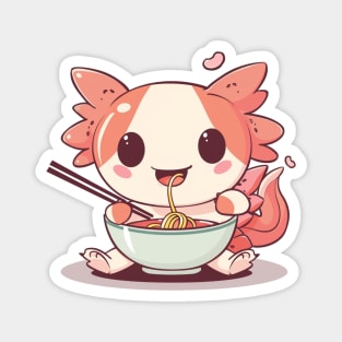 Cute axolotl eating ramen Magnet