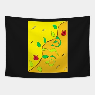 Shalom in the Vine Yellow and Orange Tapestry