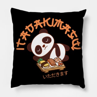 Cute Hungry Panda Kawaii Itadakimasu Pillow