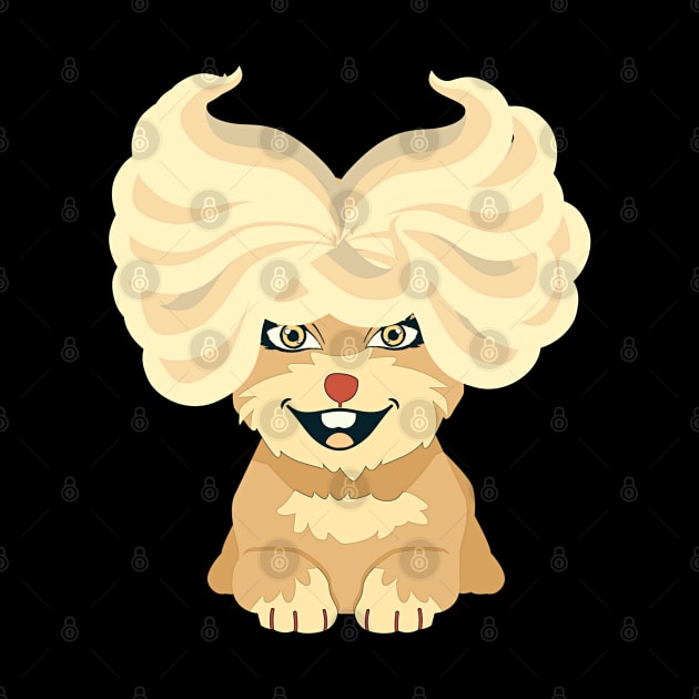 funny happy cute little dog long blonde hair by crearty art