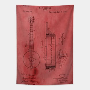 Vintage Rose Banjo Patent Tapestry