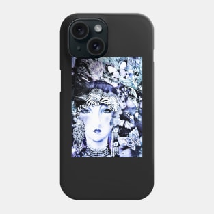 blue sapphire art deco floral flapper collage print Phone Case