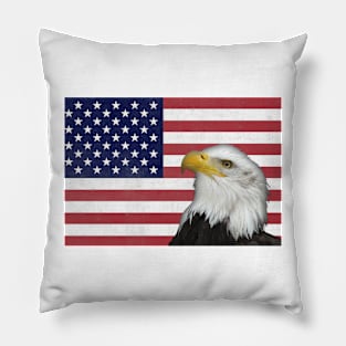 Patriotic Eagle on American Flag Pillow