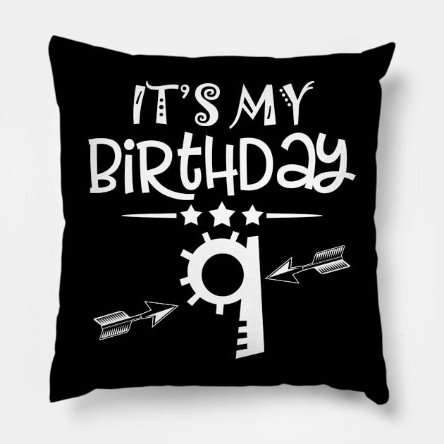 It's my ninth Birthday Shirt 9 Year Girl 9th Birthday Party Pillow by ELFEINHALB