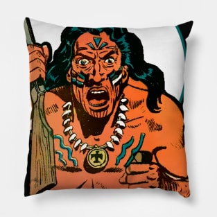 Indian with knife Pillow