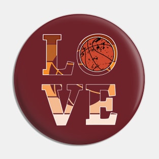 Retro Love Basketball Art Pin