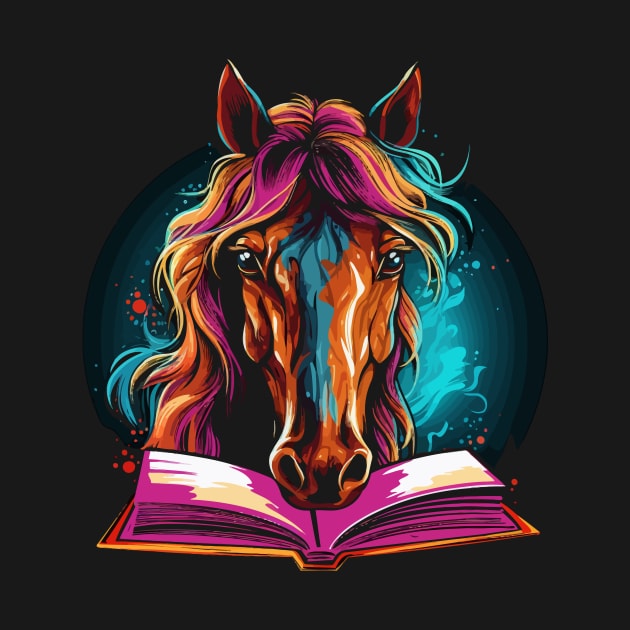 Horse Reads Book by JH Mart