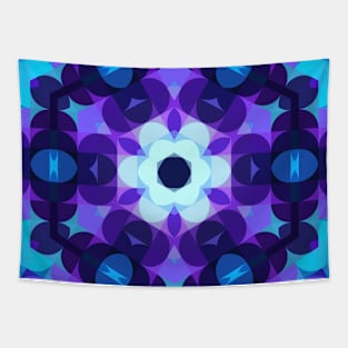 Retro Mandala Flower Blue and Purple Tapestry