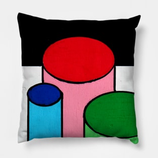 Blue Pink Green Geometric Abstract Acrylic Painting Pillow