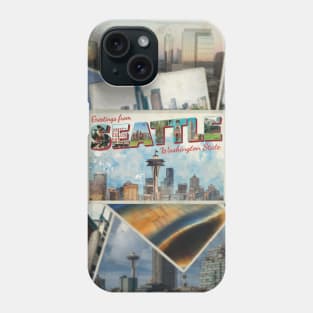 Greetings from Seattle in Washington State Vintage style retro souvenir Phone Case