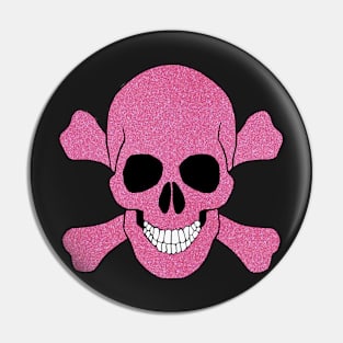 Faux Pink Glitter Skull And Crossbones Pin