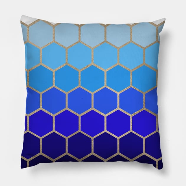 Honeycomb - Blue & Champagne Pillow by TheWildOrchid