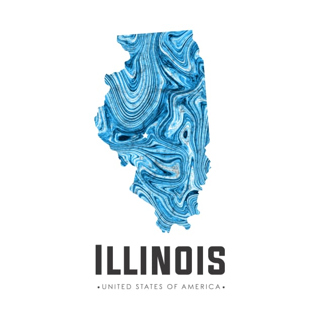 Illinois state map abstract blue by StudioGrafiikka