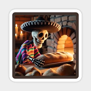 Mexican skeleton baking bread Magnet