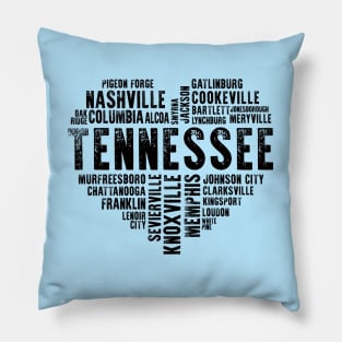 Tennessee Heart Love Knoxville Nashville Memphis Cookeville Gatlinburg Loudon Chattanooga Kingsport Johnson City Pillow