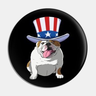 English Bulldog 4th of July Uncle Sam Pin