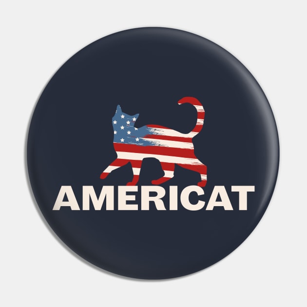 4th of July America Cat T-Shirt Pin by Craftee Designs