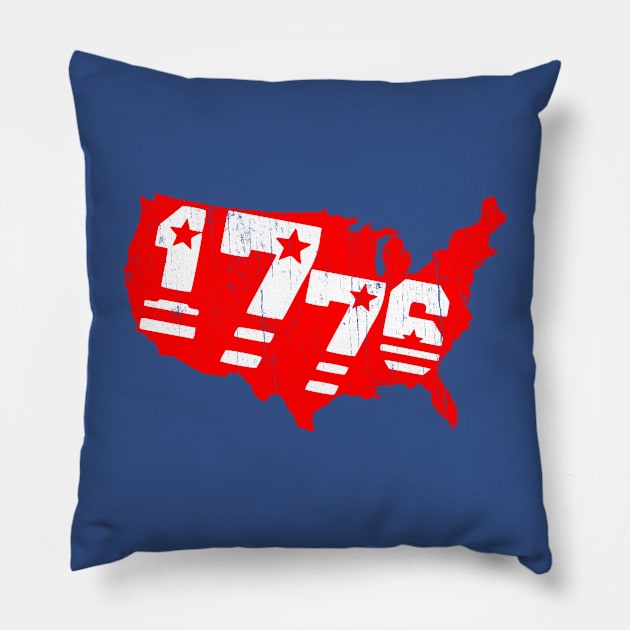 patriotic 1776 USA flag, 4th of July Pillow by benyamine
