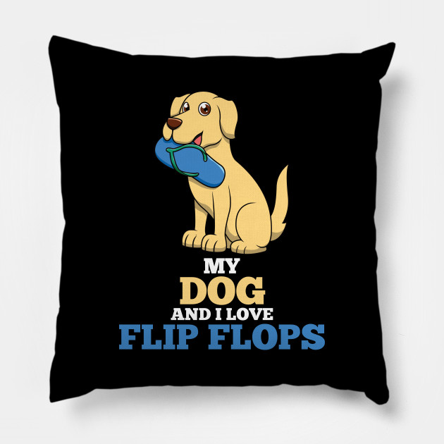Flip Flops Dog Lover Fan Drawing Playing Flip Flops Pillow Teepublic