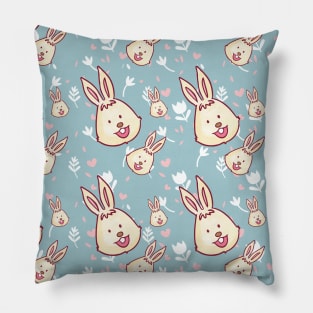 funny bunnies pattern Pillow