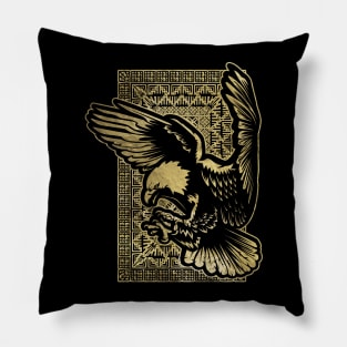 Vintage gold Eagle on tribal texture Pillow