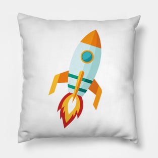 Retro Rocket Blast Off Pillow