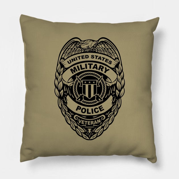 U.S. Military Police Veteran Black Badge Pillow by hobrath