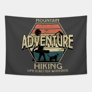 Hiking adventure Mountains distressed vintage classic outdoors design Tapestry