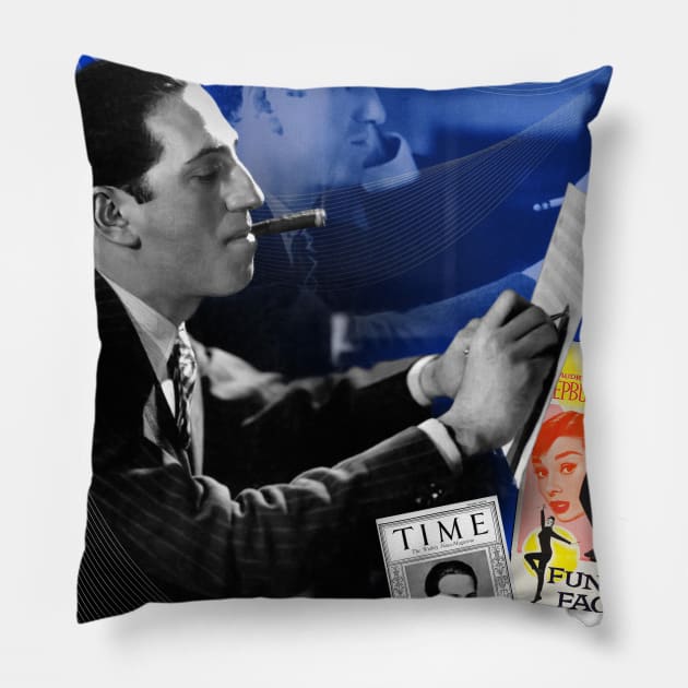 George Gershwin Collage Portrait Pillow by Dez53