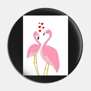 Flamingos in Love Pin