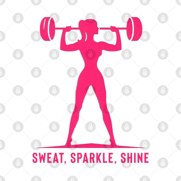 Sweat, Sparkle, Shine Barbell Silhouette by Retro Travel Design