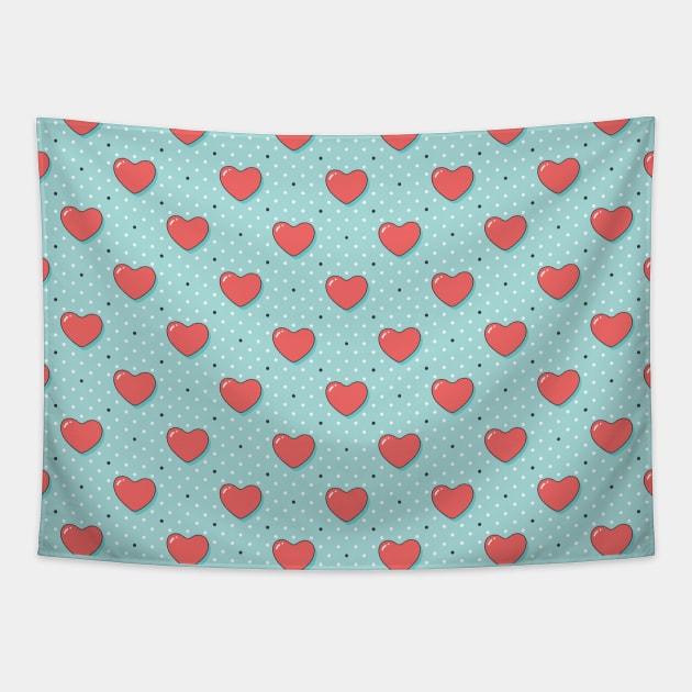 Polka Dots And Pink Hearts Tapestry by Printable Pretty