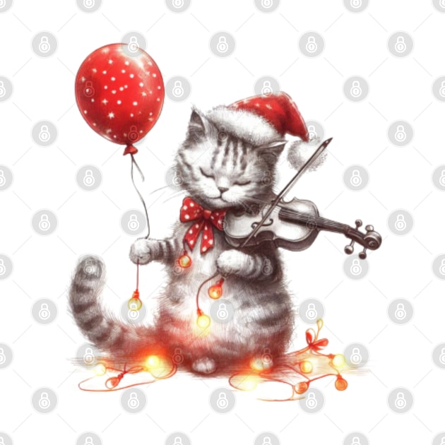 Cat Christmas violin by DarkWave