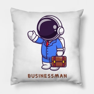 Cute astronaut businessman cartoon Pillow