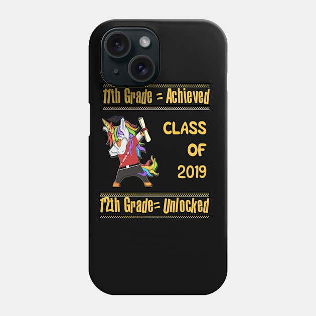 11th Grade Achieved 12th Grade Unlocked Unicorn Graduation Hat Diploma Phone Case by familycuteycom