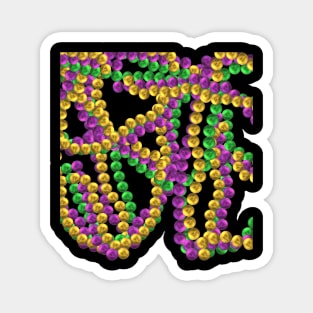 Twisted Mardi Gras Bead Necklaces in Purple, Green and Gold (Black Background) Magnet