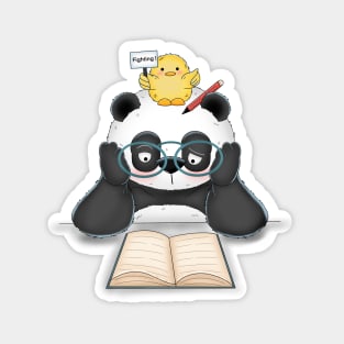 Panda Studying Hard Magnet