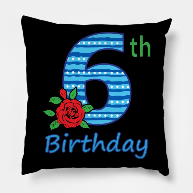 6th Floral - 6th Birthday - Flower - Floral - Birthday Party gift Pillow by lunamoonart