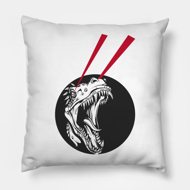 T-Rex Laser Eyes Pillow by JakeRhodes