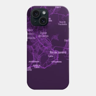 Rio de Janeiro purple map Phone Case