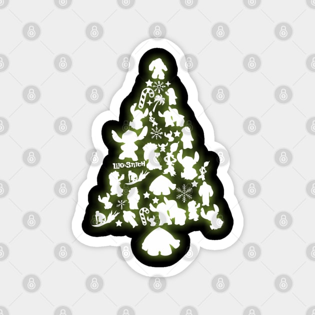 Lilo and Stitch Christmas Tree Silhouette Magnet by joeysartworld