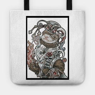 Steampunk Devil Ferret - Black Outline Tote