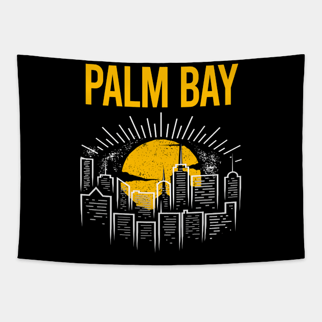 Yellow Moon Palm Bay Tapestry by flaskoverhand