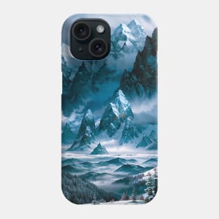 Snowy Mountains in a Fantasy Winter Setting Phone Case