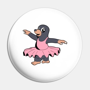 Cartoon mole dances ballet - ballerina Pin