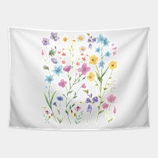 Watercolor Wildflowers, Boho Flowers, Nature Lover Tapestry