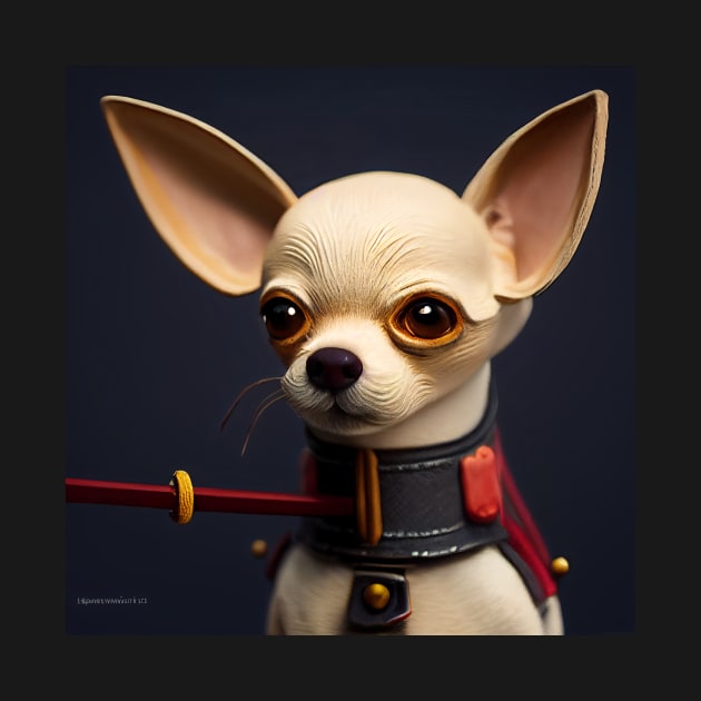 Chihuahua dressed as a samurai by Studiowatermars